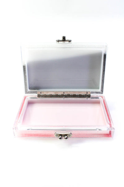 Ashlyn D Womens Sand Filled Square Resin Clutch Handbag Clear Gray Pink