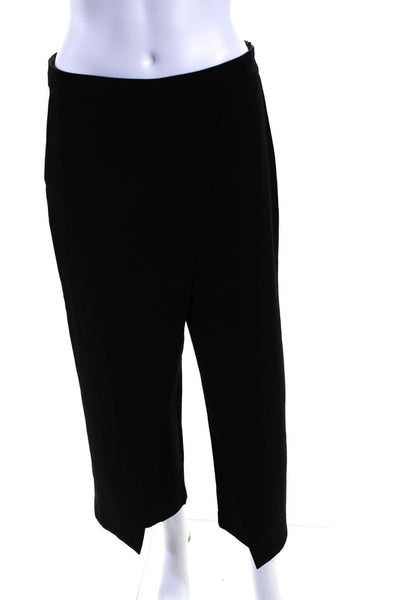 Essue Womens High Waist Surplice Layered Straight Leg Pants Black Size Medium