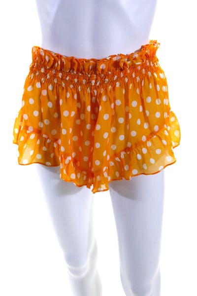 Caroline Constas Womens Polka Dot Ruffle Bloomers Tap Shorts Orange SizeSmall