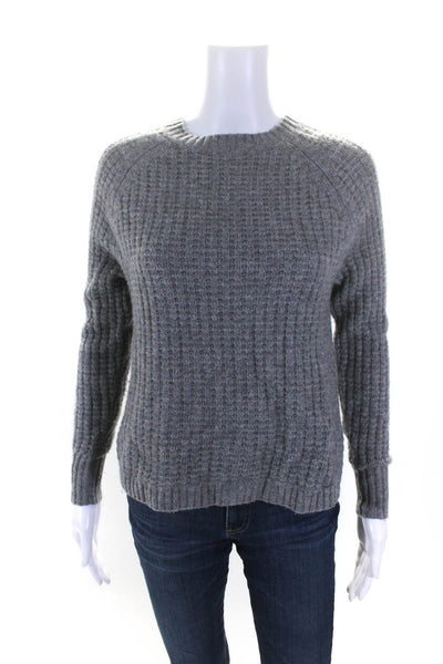 Autumn Cashmere Womens Long Sleeve Crew Neck Waffle Knit Sweater Gray Size XS