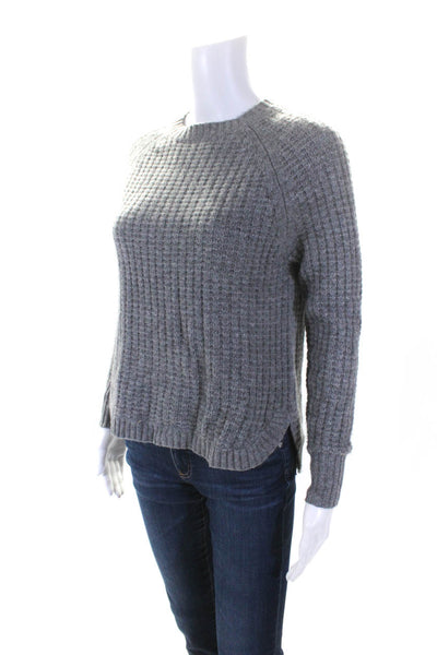 Autumn Cashmere Womens Long Sleeve Crew Neck Waffle Knit Sweater Gray Size XS