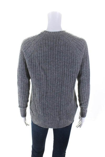 Autumn Cashmere Womens Long Sleeve Crew Neck Waffle Knit Sweater Gray Size XS