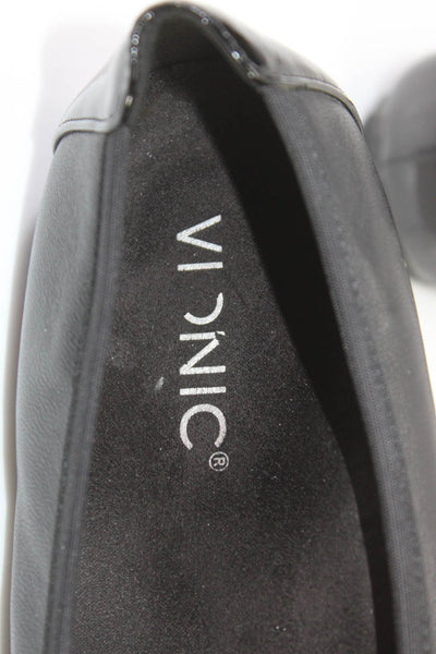 Vionic Womens Cap Toe Bow Tied Round Toe Slip-On Ballet Flats Black Size 8.5