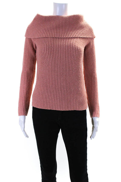 Bardot Womens Zip Back Cowl Turtleneck Sweater Pink Size 6