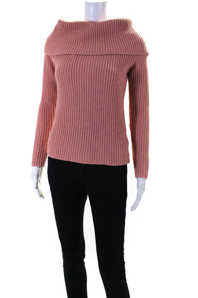 Bardot Womens Zip Back Cowl Turtleneck Sweater Pink Size 6