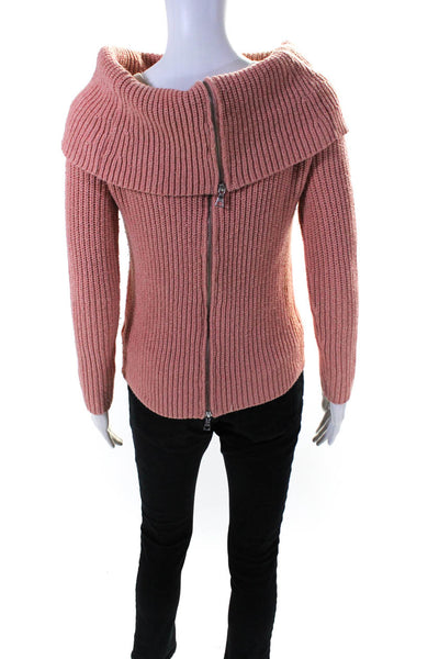 Bardot Womens Zip Back Cowl Turtleneck Sweater Pink Size 6