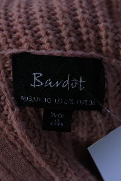 Bardot Womens Zip Back Cowl Turtleneck Sweater Pink Size 6