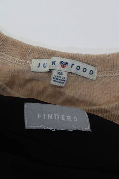 Finders Junk Food Womens Graphic Tee Shirt One Shoulder Crop Top Size XS Lot 2