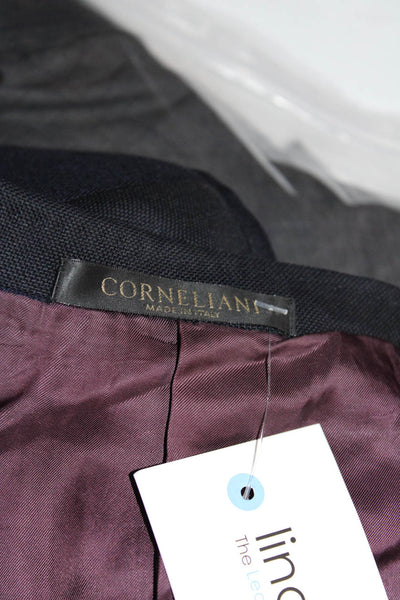 Corneliani Mens Dark Navy Wool Two Button Long Sleeve Blazer Jacket Size 46R