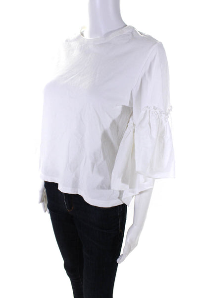 See by Chloe Womens Short Wing Seeves Tee Shirt White Cotton Size Large