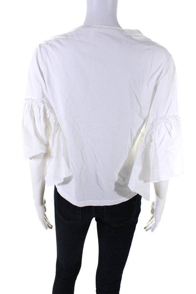 See by Chloe Womens Short Wing Seeves Tee Shirt White Cotton Size Large