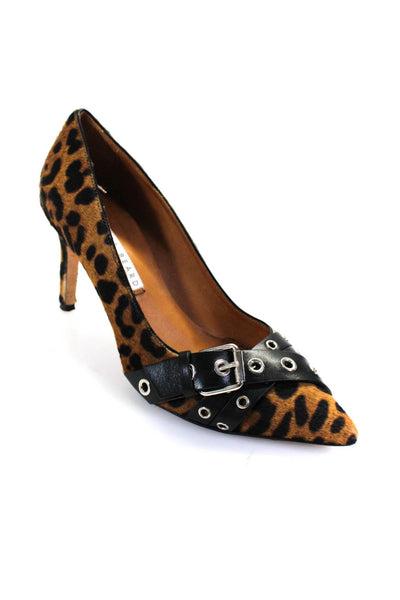 Veronica Beard Womens Animal Print Belted Pointed Toe Pumps Brown Size 38 8