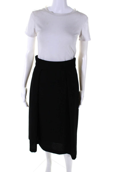 Black Halo Womens Back Zipped Pleated A-Line High Waist Skirt Black Size 6