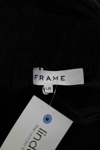 Frame Womens Elastic Waist High Rise Plisse Shorts Black Size Large