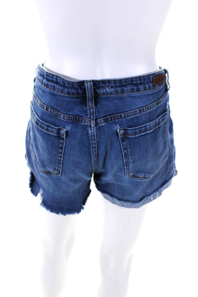 Blank NYC Womens Tomboy Low Rise Distressed Denim Shorts Blue Size 29