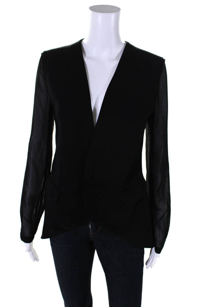 Robbi & Nikki Womens Open Front Light Long Sleeves Jacket Black Size Medium