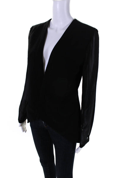 Robbi & Nikki Womens Open Front Light Long Sleeves Jacket Black Size Medium