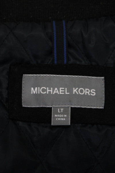 Michael Kors Womens Full Zipper Cargo Pea Coat Black Wool Size Large