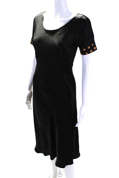 Just Cavalli Womens Silk Boat Neck Short Sleeve Midi Dress Black Size 42
