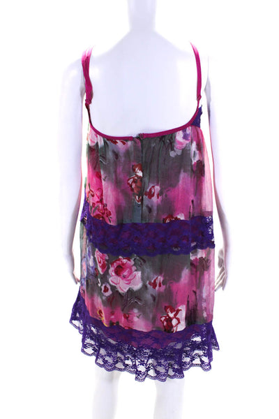 Philosophy di Alberta Ferretti Womens Silk Floral V-Neck Mini Dress Pink Size 8