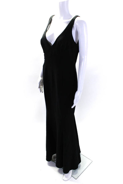 Jay Godfrey Womens Sheer Panel V-Neck Sleeveless Zip Up Maxi Dress Black Size M