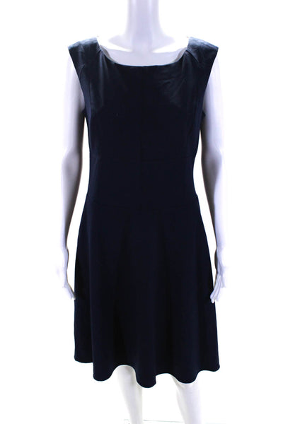 Marc New York Womens Round Neck Sleeveless Zip Up Fit + Flare Dress Navy Size 10