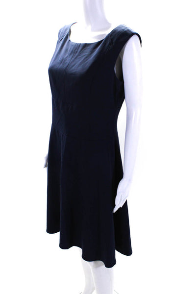 Marc New York Womens Round Neck Sleeveless Zip Up Fit + Flare Dress Navy Size 10