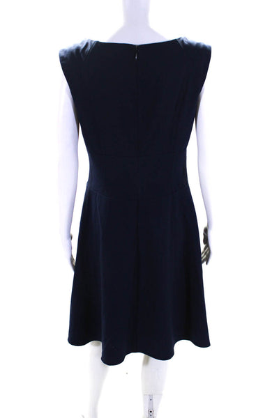 Marc New York Womens Round Neck Sleeveless Zip Up Fit + Flare Dress Navy Size 10