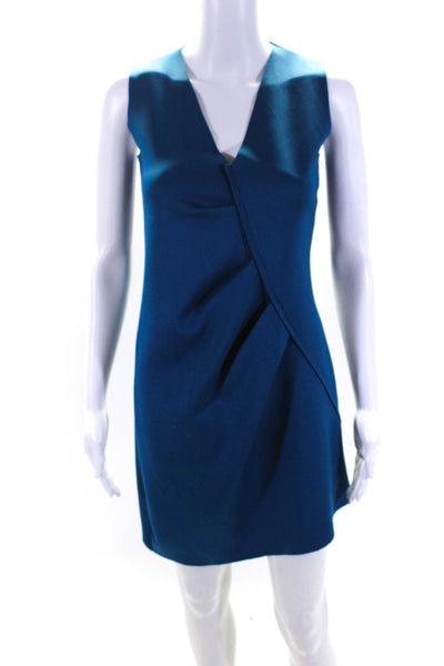 Miele Womens V-Neck Darted Sleeveless Pullover Midi A-Line Dress Blue Size PS