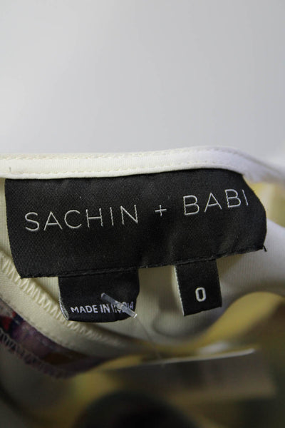 Sachin & Babi  Womens Floral Colorblock Sleeveless Zip Sheath Dress Blue Size 0