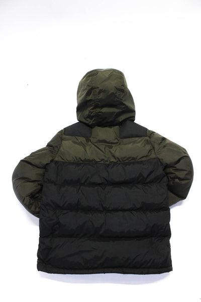 Moncler Boys Colorblock Quilted Zip Long Sleeve Hooded Puffer Coat Green Size 12