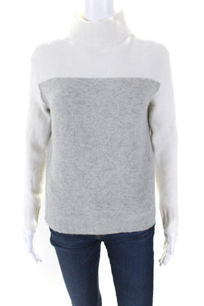 J Crew Womens Knit Two Tone Mock Neck Long Sleeve Sweater Top Gray Size XS