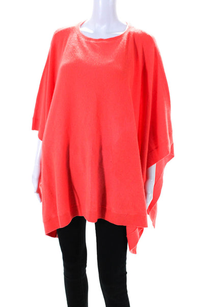 Polo Ralph Lauren Womens Neon Crew Neck Cashmere Shawl Poncho Red Size XS/S