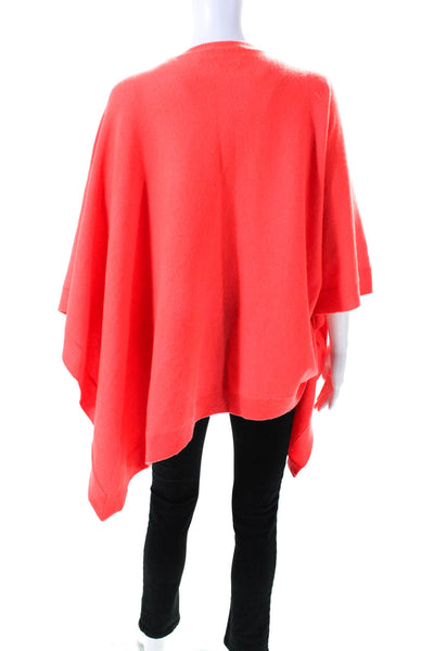 Polo Ralph Lauren Womens Neon Crew Neck Cashmere Shawl Poncho Red Size XS/S