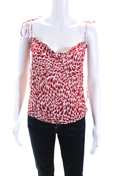 Reformation Womens Heart Print Spaghetti Strap Tank Top White Red Size 12