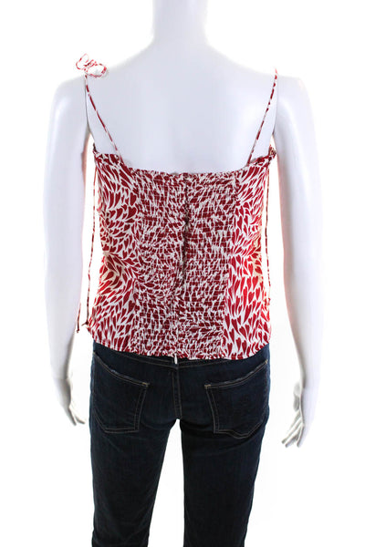 Reformation Womens Heart Print Spaghetti Strap Tank Top White Red Size 12