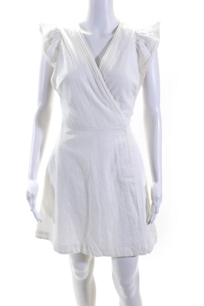 Madewell Womens Short Sleeves A Line Wrap Dress White Size Extra Small