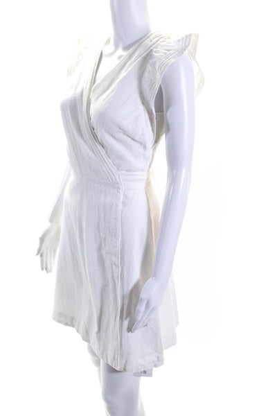 Madewell Womens Short Sleeves A Line Wrap Dress White Size Extra Small