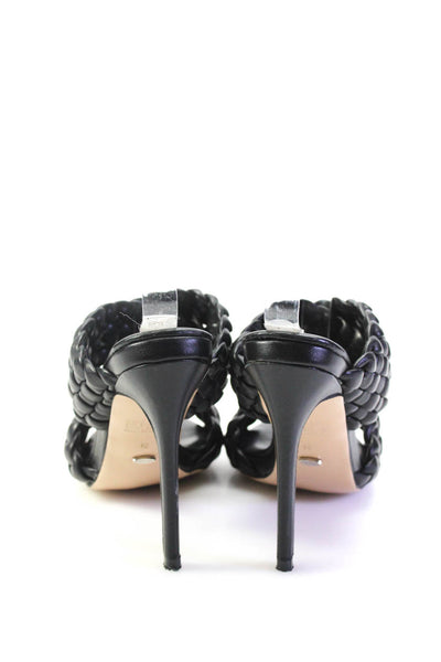 Tony Bianco Womens Stiletto Double Braided Strap Sandals Black Leather Size 8.5