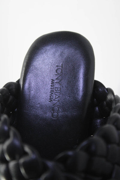 Tony Bianco Womens Stiletto Double Braided Strap Sandals Black Leather Size 8.5