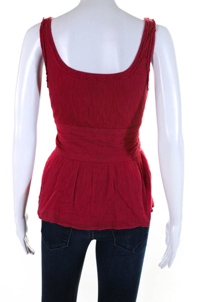 Marc Jacobs Womens Cotton Gauze Scoop Neck Zip Up Tank Top Blouse Red Size 10