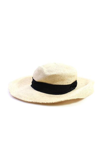 San Diego Hat Co Womens Straw Black Ribbon Detail Sun Hat Beige Size OS