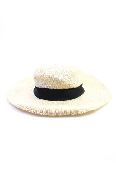 San Diego Hat Co Womens Straw Black Ribbon Detail Sun Hat Beige Size OS