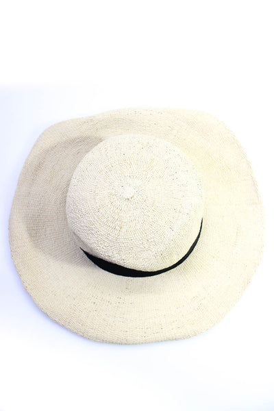 San Diego Hat Co Womens Straw Black Ribbon Detail Sun Hat Beige Size OS