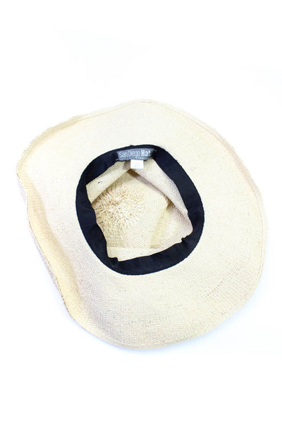 San Diego Hat Co Womens Straw Black Ribbon Detail Sun Hat Beige Size OS