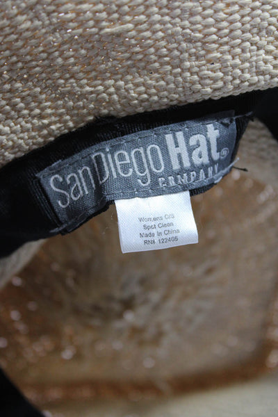 San Diego Hat Co Womens Straw Black Ribbon Detail Sun Hat Beige Size OS