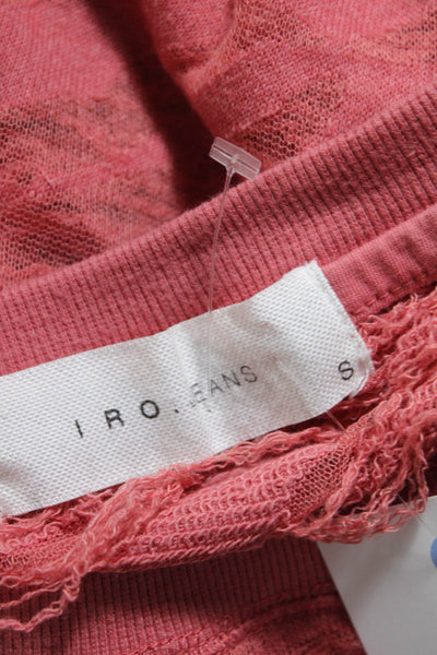 IRO Jeans Womens Cotton Sheer Knit Crew Neck Long Sleeve Top Pink Size S