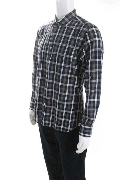 Tintoria Mattei Mens Cotton Plaid Print Button Down Shirt Top Multicolor Size 40