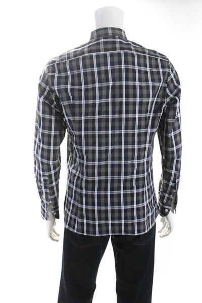 Tintoria Mattei Mens Cotton Plaid Print Button Down Shirt Top Multicolor Size 40
