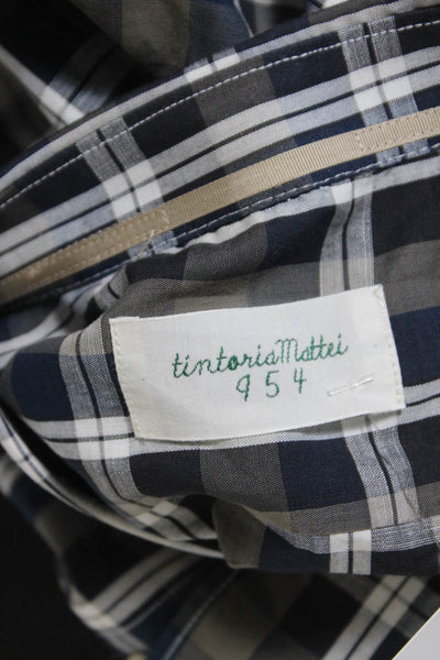 Tintoria Mattei Mens Cotton Plaid Print Button Down Shirt Top Multicolor Size 40
